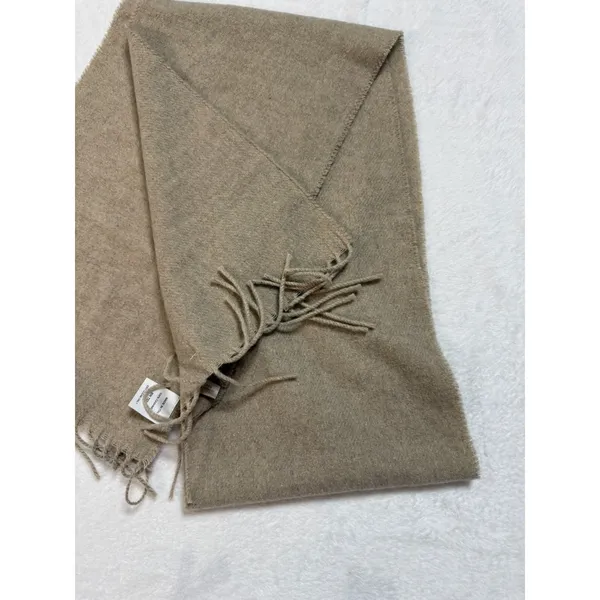 Cristina Chiti 100% Cashmere Scarf Made in Italy Taupe Beige 10x72 Fringe - Image 3