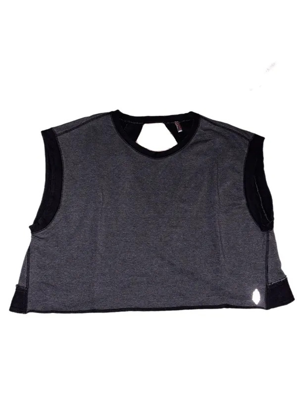 NWOT Free People Movement My Time Terry Tee Medium Black Grey - Image 5