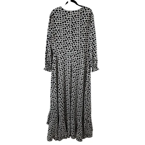 Giffniseti Maxi Dress Sz‎ 1XL Dalmatian Print High-Low Cutout Ruffle Boho - Image 2