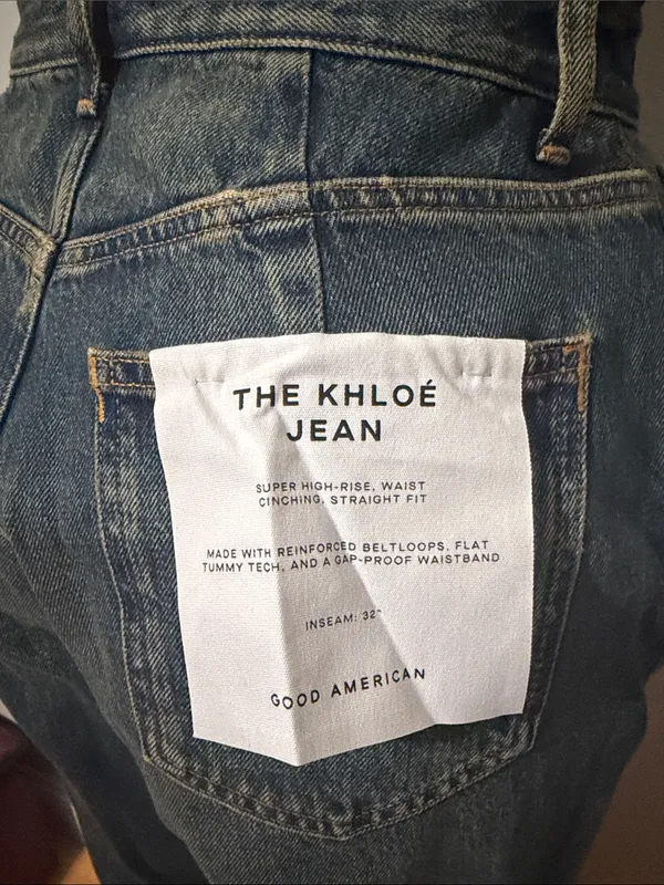 Good American Dark Indigo Khloe Jean straight Leg Patchwork Jeans - Image 6