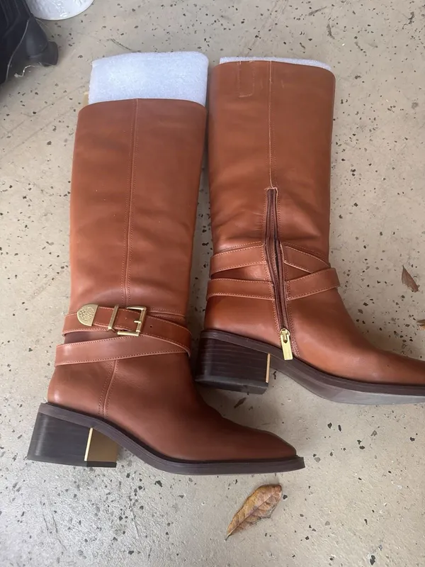 Vince Camuto Tan Riding Boots Leather Straps 10M - Image 12