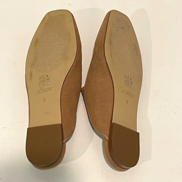 J.Crew Mary Jane Mules Womens 6 Tan Suede Square Toe Bow Balletcore Flat CL331 - Image 6