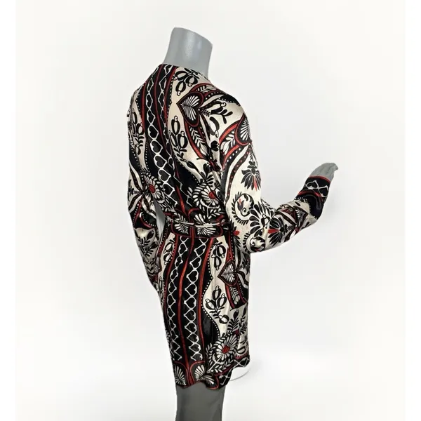 FARM RIO Passion Scarf Wrap Mini Dress Women's Size XS Black Printed - Image 8