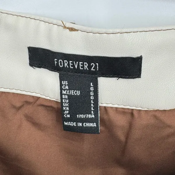 Forever 21 Faux Leather Patchwork on‎ Brown And Tan Mini Skirt L - Image 6