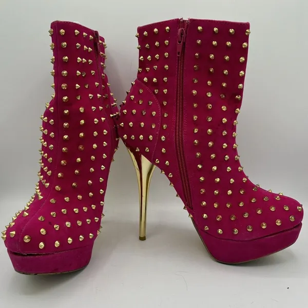 Goldfish Women Sz 9-9.5M Pink Stiletto 5" Hi‎ Heels Shoes Spike Dancer Glam Rock - Image 6