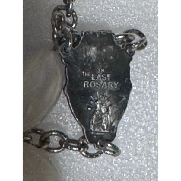 Catholic Rosary Faux Pearl Beads Silver Tone Crucifix The Last Rosary - Image 5