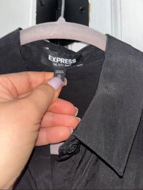 Express The City Shirt Black Button Down Blouse XS - Image 6