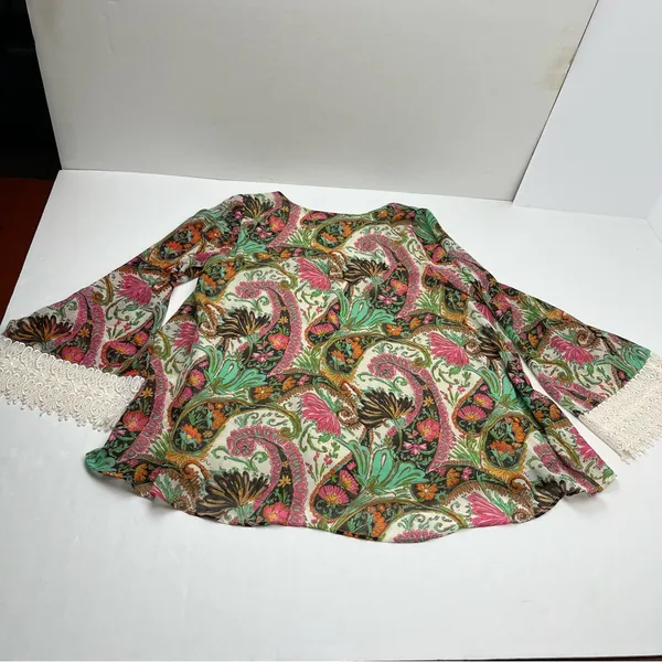 Show Me Your Mumu Mal Top Pink Green Paisley Womens Size Small Long‎ Sleeve NEW - Image 11