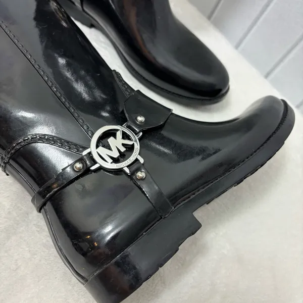 Michael Kors Fulton Tall Rain Boots Black‎ and brownSize 8 - Image 8