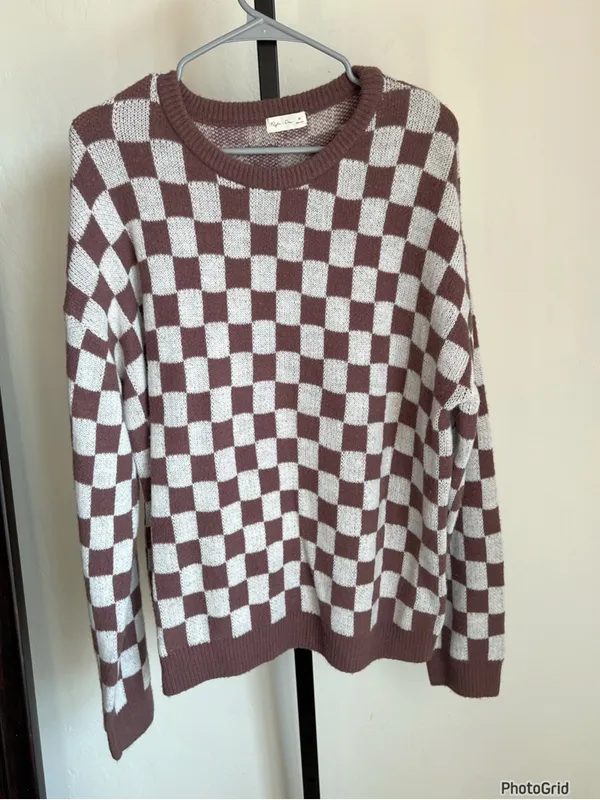 Rylee + Cru Women’s Checkered Knit Pullover XL - Image 2