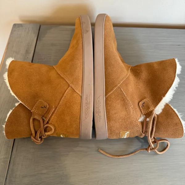 Koolaburra‎ Shazi Mini Chestnut Boots Suede Sheepskin 109362 Women's Shoes Bow 9 - Image 5