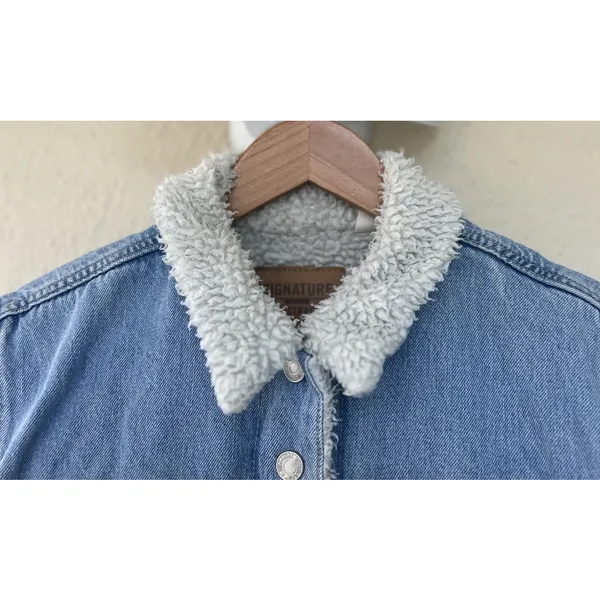 Levi's Signature Gold Sherpa Trucker Jacket Chore Barn Size XL Blue Denim - Image 2