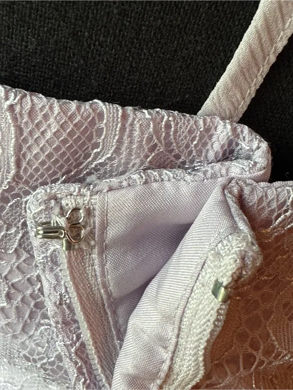 David's Bridal Lilac Lace Halter Gown 12 EUC - Image 8