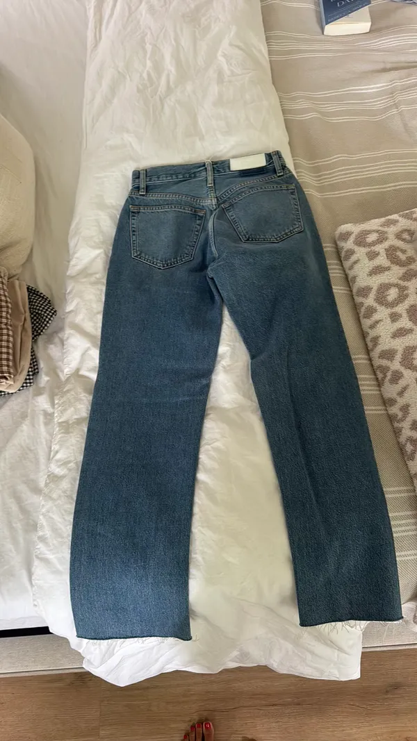 Redone jeans, size 25 straight leg frayed bottom - Image 2