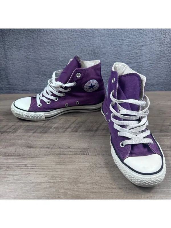 Converse All Star Purple High Top Sneakers Size 6 Womens Classic Canvas Lace-Up - Image 2