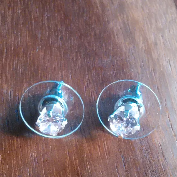 Simulated Pink Diamond Sterling Silver Stud Earrings - Image 3