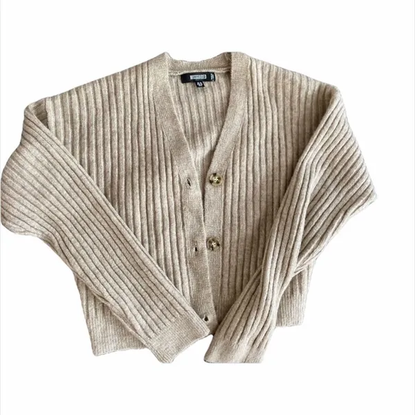 ✨ sand skinny rib cropped cardigan✨ - Image 5