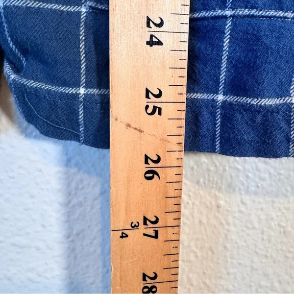 Lake Blue Plaid Button Down PJ Top Shirt Womens M Long Sleeve Lounge Sleep - Image 10