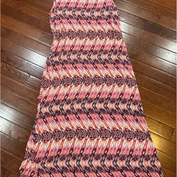 Anthropologie Design History pink abstract print midi dress size large - Image 4