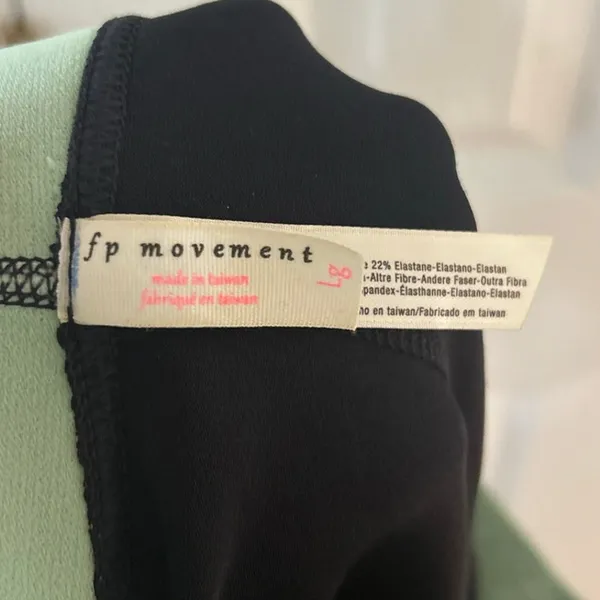 Free People Movement Black Mint Green Criss Cross Band Full Length Leggings - Image 6