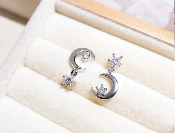 925 Silver Plated Star Moon Dangle Drop Earrings for Women - Image 3