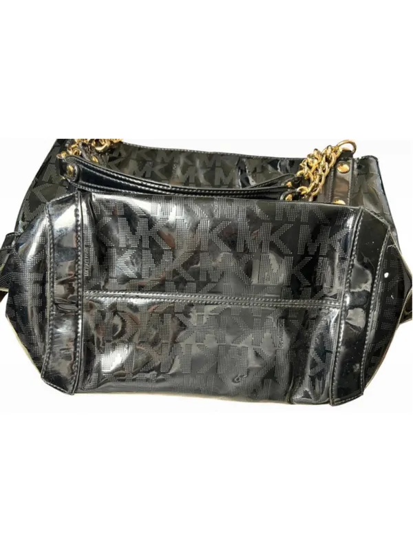 Women's Michael Kors Logo Tote Bag, One Size, Black and Gold - Image 2