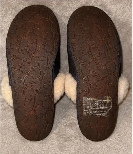 UGG Australia Suede Shearling Lined Slide Slippers Dark Brown Size 8 - Image 2