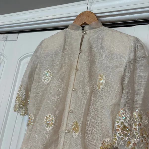 Floral and Sequin Wedding Dress Size Small‎ - Image 8