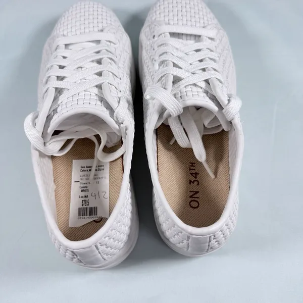 On‎ 34th Size-6M Women's Lusille Woven Lace-up Sneakers, White - Image 9