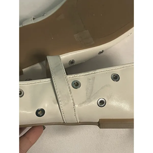 INC Leather Square Toe Dimante Buckle Strap Mary Jane Shoes Size 10.5 White BinC - Image 9