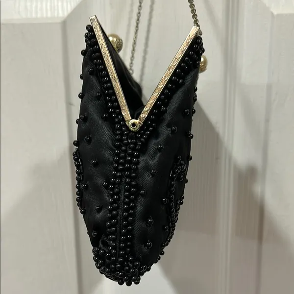 Vintage Black Beaded Evening Clutch - Image 2