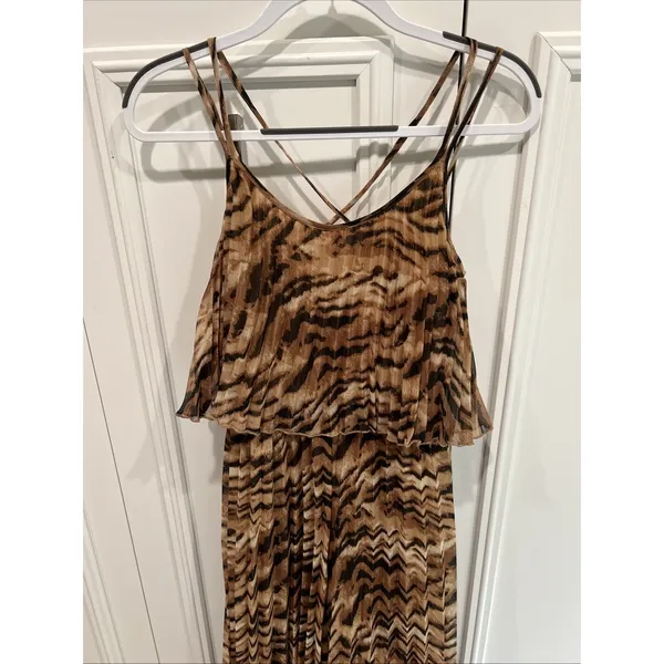 ASOS Animal Tiger‎ Print Jumpsuit Brown Chiffon Flowy Resort Chic Going Out - Image 2