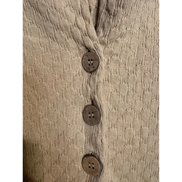 Free People FP Beach Ramona Textured Knit Button‎ Front Romper Tan Beige Large - Image 8