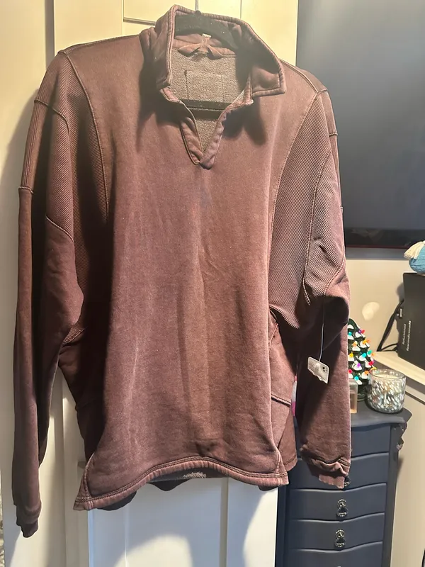NWT FREE PEOPLE Work It Out Pullover - Black Walnut - Image 13
