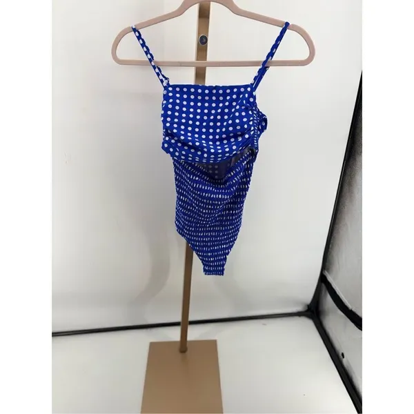 Cupshe Blue Polka Dot One-Piece Swimsuit Cutout Spaghetti Small Retro - Image 8