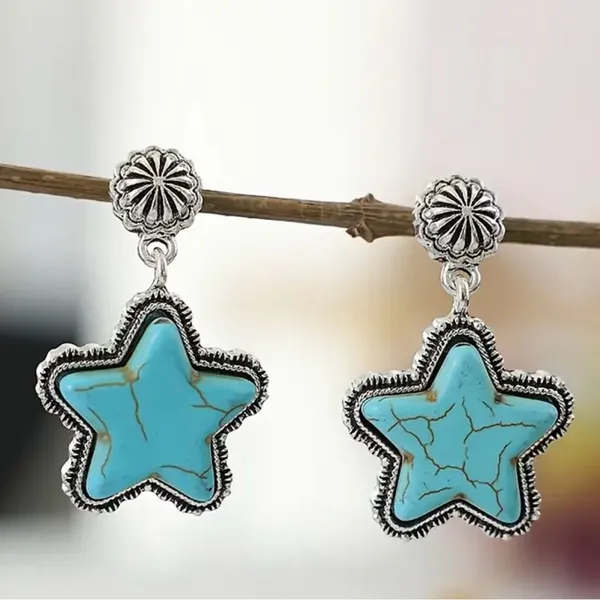 Gorgeous Faux Turquoise and Silver Earrings - Image 4