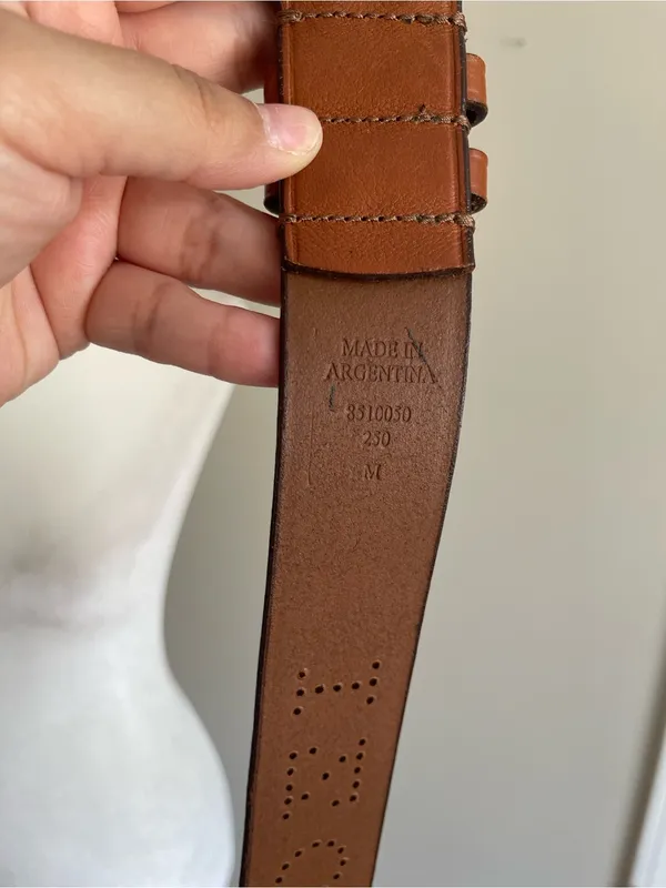 Izod Tan Brown Leather Perforated Logo Belt - Image 7