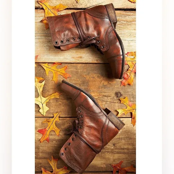 Steve Madden Brown Leather Fame Military‎ Style Boots Fisherman Core B19B - Image 2