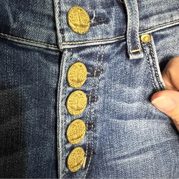 McGuire Gainsbourg Exposed Button Fly Raw‎ Gem Crop Denim Jeans - Image 7
