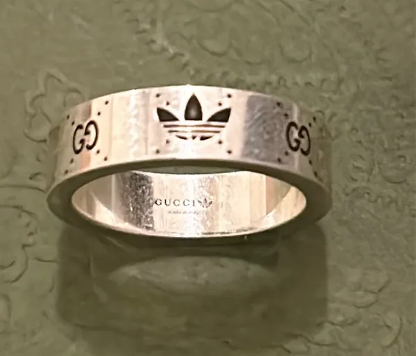 Gucci x Adidas Engraved Interlocking G Ring Ag 925 - Image 3