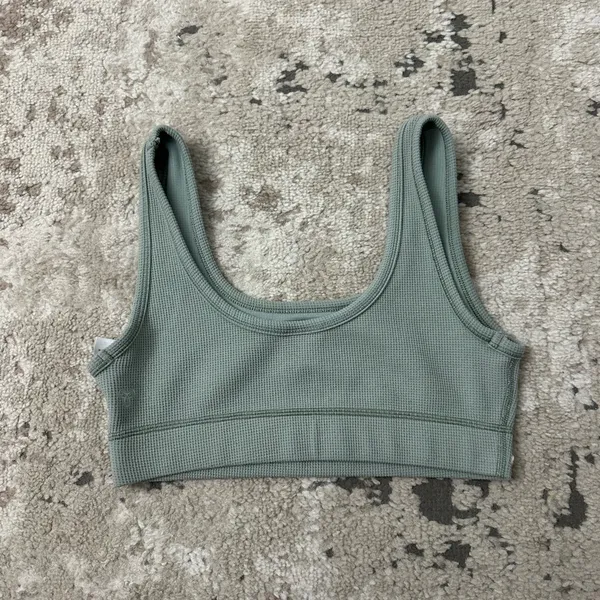 Aritzia TNA Green Waffle Bra Top Size Small - Image 2