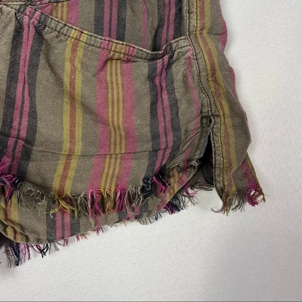 Free People Morning Rain Linen Striped‎ Cut Off Shorts 0 - Image 7