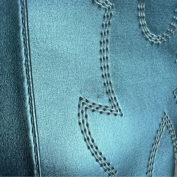 Madden Girl Arizona Knee High Cowboy Boots 7.5M Metallic Blue $99 - Image 4