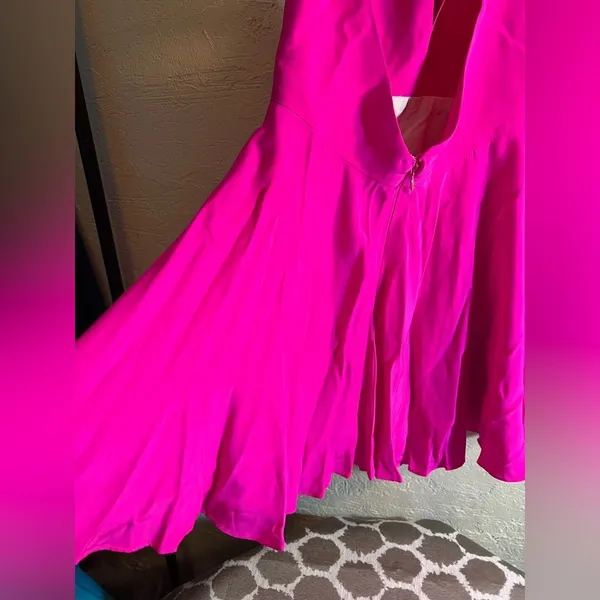 Amanda Uprichard Fuchsia Halter 100% Silk Dress colorful mini halter designer S - Image 13