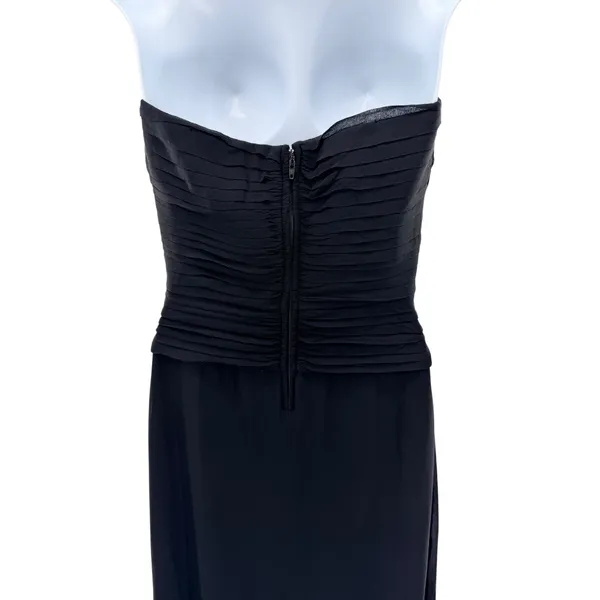 Tadashi Shoji Black Silk Halter Pleated Cocktail Dress Chiffon Gala LBD‎ Old Money 4 - Image 3