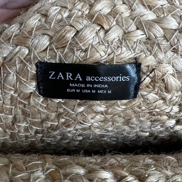 Zara Accessories Jute Woven Round Tote Bag Tassel Shell Charm Tan Boho Beach - Image 4