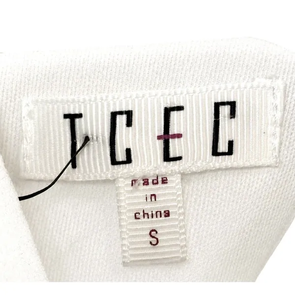 TCEC White Ruffle Flutter Sleeve Mini Dress S Square Neck Cocktail Minimalist - Image 5