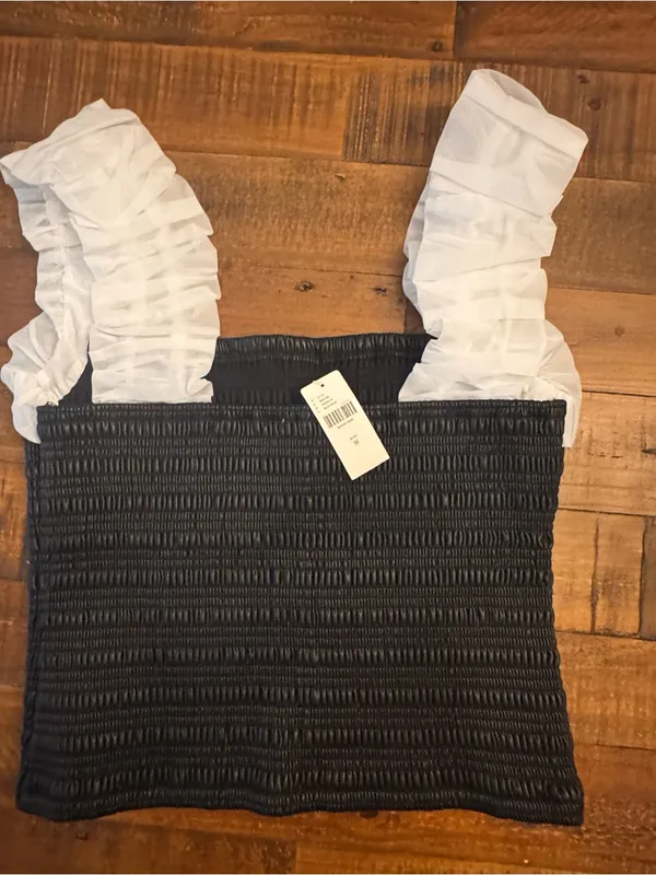ANTHRO MAEVE Smocked Tank with White Ruffle Sleeves - Image 3