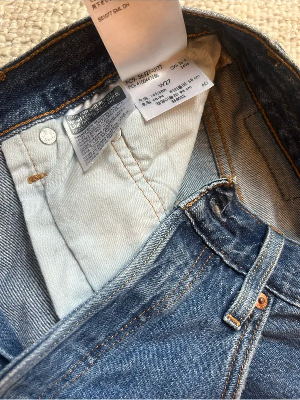 Levi's Dark Blue Distressed Cutoff Denim Shorts - Image 2