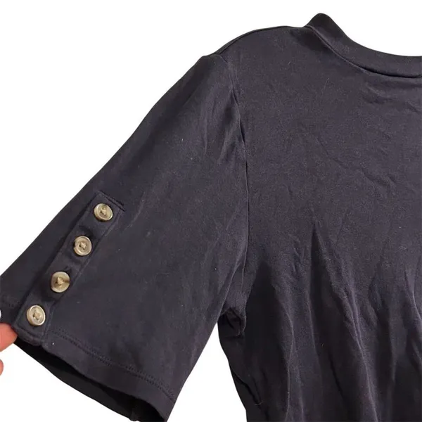 Ann Taylor‎ Women's Blue Mock Neck Short Sleeve T-Shirt M - Image 4